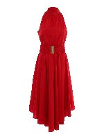 Abito lungo smanicato in popeline