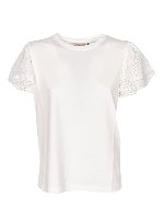T-shirt con maniche in macrame