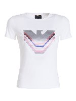 T-shirt girocollo bianca in cotone
