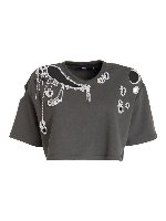 T-shirt crop impreziosita