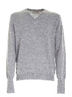 Pullover grigio melange in cashmere