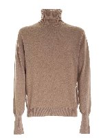 Maglia collo alto in cashmere color cammello