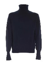 Maglia collo alto blu in cashmere