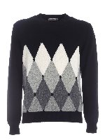 Pullover in cashmere nero con intarsio