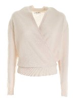 Pullover in cashmere con scollo incrociato nu