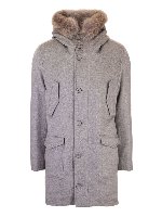 Cappotto in cashmere con pelliccia grigio
