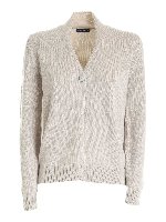Cardigan beige con inserti in lam