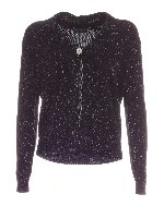 Cardigan nero con inserti in lam