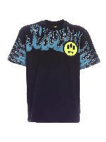 T-shirt nera con stampa fiamma