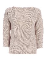 Pullover beige con inserti in lam