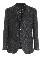 Giacca con spilla logo verde melange