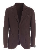 Giacca marrone con spilla logo