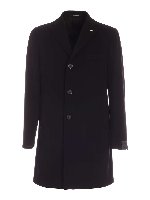 Cappotto nero con dettaglio logo in metallo