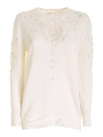 Pullover con ricami bianco