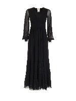 Abito lungo con balze nero