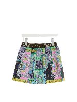 Gonna a pieghe Barocco Patchwork verde