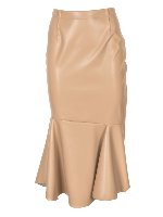 Falda De Cuero - Beis