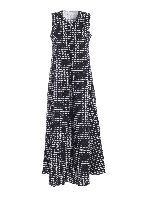 Abito lungo bianco a cerchi blu