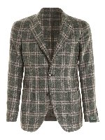 Giacca monopetto verde con motivo a quadri