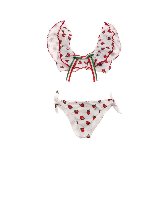 Bikini stampa fragole bianco e rosso