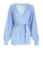 Pullover lavorazione a trecce celeste