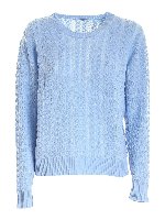 Pullover in cashmere a trecce celeste