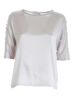 Blusa stretch in raso grigio perla