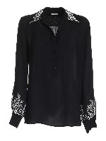 Blusa nera ricamo floreale