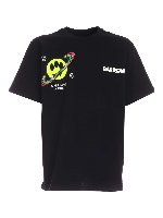 T-shirt nera stampa multicolor