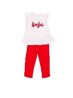 Completo top e leggings bianco e rosso