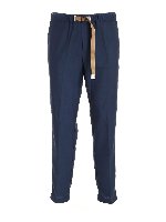 Pantalone blu melange con coulisse