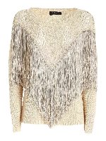 Maglia beige lam con frange