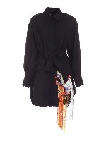 Abito camicia nero con ricamo