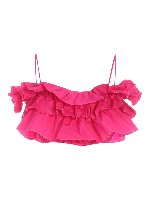 Top fucsia con rouches