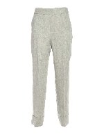 Pantalone spina di pesce verde e bianco