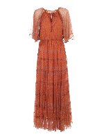 Abito lungo arancione stampa floreale