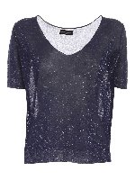 T-shirt in maglia blu lam