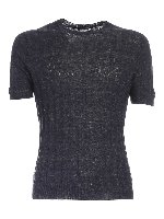 Maglia girocollo blu melange