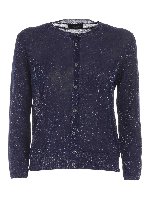 Cardigan blu con lam color argento