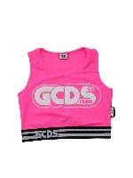 Top fucsia con logo glitter