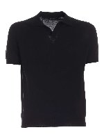 Polo nera con bordi a costine