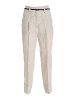 Pantalone gamba larga beige melange