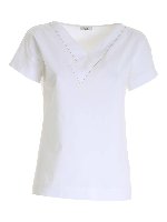 T-shirt bianca con scollo impreziosito