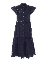 Abito lungo con ricami all-over blu