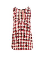 Top in tweed a quadri rosso