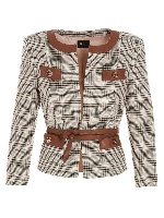 Giacca beige con cintura marrone