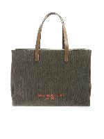 Shopper verde con logo a contrasto