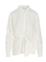 Blusa dettaglio nodo frontale bianca