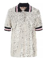 Polo in paillettes color argento