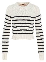 Maglione a righe con cristalli bianco e nero